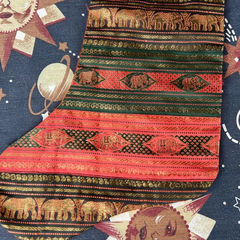Pier 1 Imports Bohemian Elephant Patterned Hanging Christmas Stocking